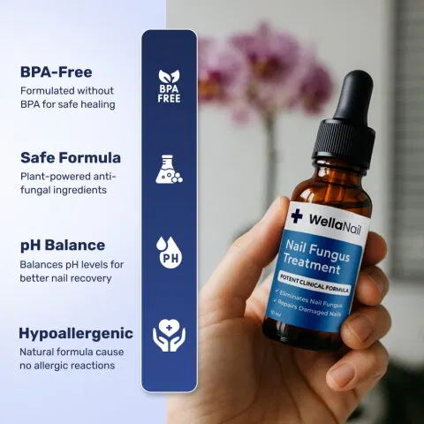 Woman happy and confident with her healthy nails after using WellaNail.